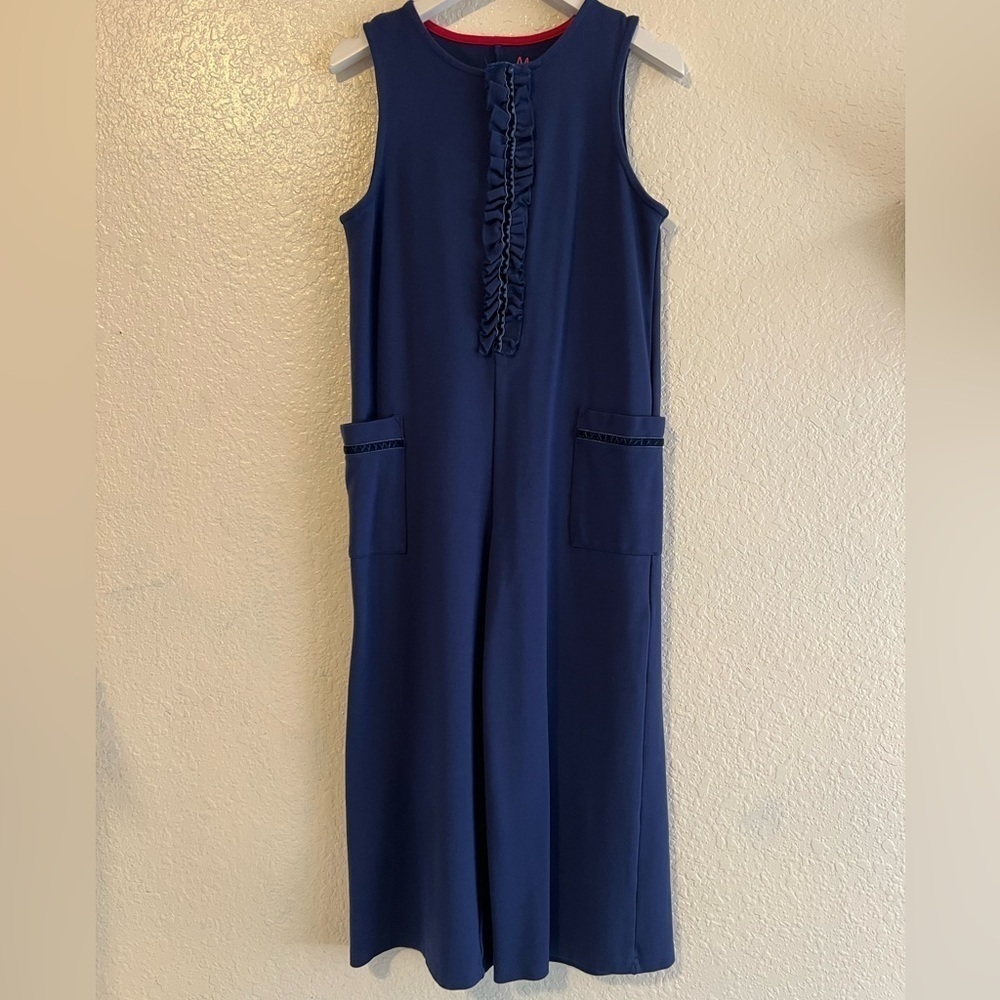Mini Boden wide leg cropped navy blue jumpsuit size 8-9